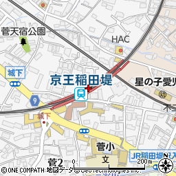 京王稲田堤駅周辺の地図