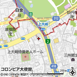 Ａお風呂の生活救急車・お風呂のトラブル出張サービス　上大崎・目黒駅前・港区・白金・渋谷区・恵比寿駅前・出張受付センター周辺の地図