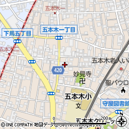 東京都目黒区五本木周辺の地図