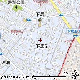東京都世田谷区下馬5丁目周辺の地図
