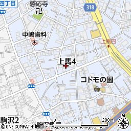 東京都世田谷区上馬4丁目19周辺の地図