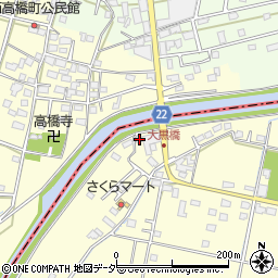 山梨県笛吹市石和町東高橋421-11周辺の地図