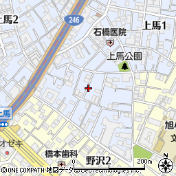 上馬1丁目7[akippa]駐車場周辺の地図