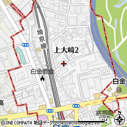 東京都品川区上大崎2丁目周辺の地図