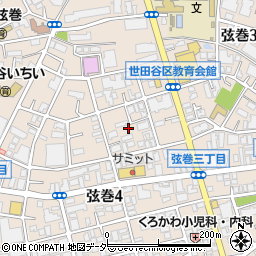 東京都世田谷区弦巻4丁目21周辺の地図