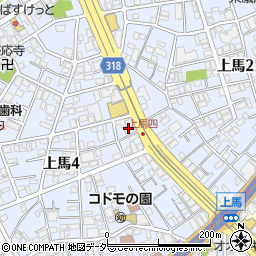 東京都世田谷区上馬4丁目24周辺の地図