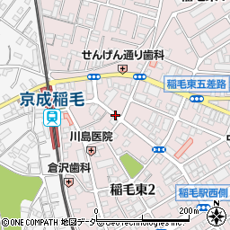 京成稲毛駅入口周辺の地図