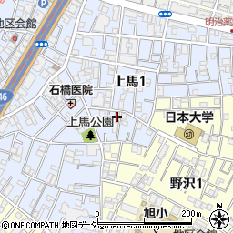 東京都世田谷区上馬1丁目周辺の地図