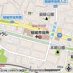 稲城市役所中央文化センター　第一図書館周辺の地図
