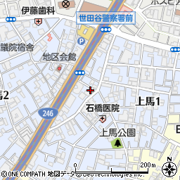 世田谷上馬一郵便局周辺の地図