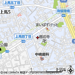 東京都世田谷区上馬4丁目37周辺の地図