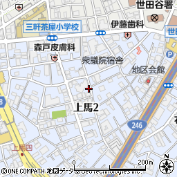 東京都世田谷区上馬2丁目周辺の地図