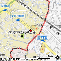 松屋稲城矢野口店周辺の地図