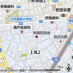 上馬駐車場周辺の地図