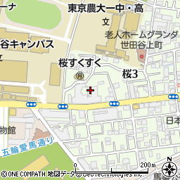 東京都世田谷区桜3丁目18周辺の地図