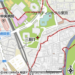 東京都目黒区三田1丁目周辺の地図