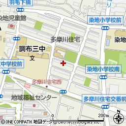 多摩川住宅ハ－１３号棟周辺の地図