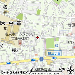 東京都世田谷区桜3丁目周辺の地図