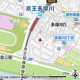 東京都調布市多摩川5丁目35-5周辺の地図
