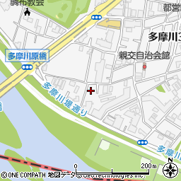 東京都調布市多摩川3丁目63周辺の地図