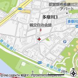 東京都調布市多摩川3丁目66-31周辺の地図