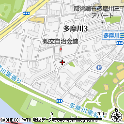 東京都調布市多摩川3丁目66-9周辺の地図