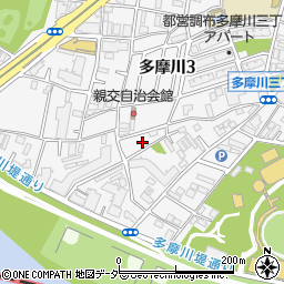 東京都調布市多摩川3丁目66周辺の地図