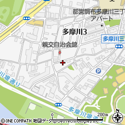 東京都調布市多摩川3丁目66-20周辺の地図