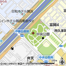 浦安市　中央公園管理棟周辺の地図