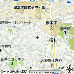 東京都世田谷区桜1丁目周辺の地図