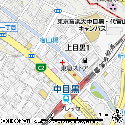 東京都目黒区上目黒1丁目18周辺の地図