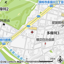 東京都調布市多摩川3丁目40周辺の地図
