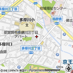 東京都調布市多摩川3丁目14周辺の地図