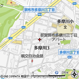東京都調布市多摩川3丁目38周辺の地図