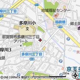東京都調布市多摩川3丁目14-3周辺の地図