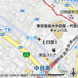 東京都目黒区上目黒1丁目14周辺の地図