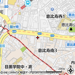 東京都渋谷区恵比寿南3丁目4-14周辺の地図