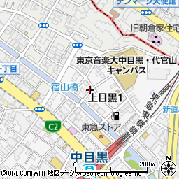 東京都目黒区上目黒1丁目周辺の地図