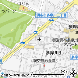 東京都調布市多摩川3丁目34-2周辺の地図