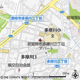 東京都調布市多摩川3丁目23-16周辺の地図