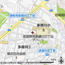 東京都調布市多摩川3丁目23周辺の地図