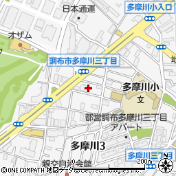 東京都調布市多摩川3丁目30周辺の地図