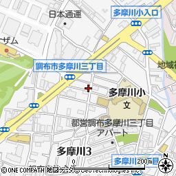 東京都調布市多摩川3丁目29-4周辺の地図