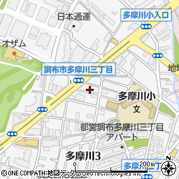 東京都調布市多摩川3丁目29-20周辺の地図