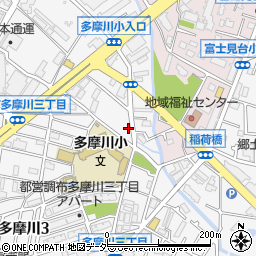 東京都調布市多摩川3丁目7-8周辺の地図