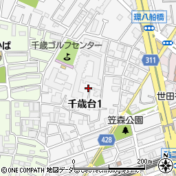 東京都世田谷区千歳台1丁目周辺の地図