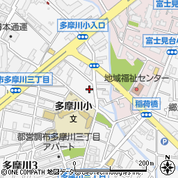 東京都調布市多摩川3丁目7周辺の地図