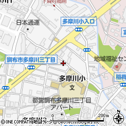 東京都調布市多摩川3丁目27-12周辺の地図