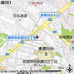 東京都調布市多摩川3丁目27周辺の地図
