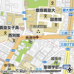 慶大正門前周辺の地図